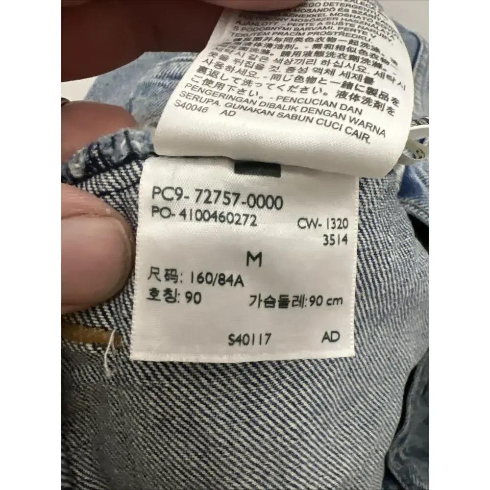 Levi’s Womens Medium Frayed Denim Vest Biker Patches Skull - Picture 11 of 13